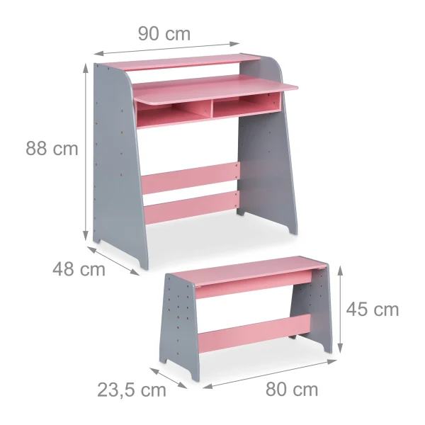 Relaxdays 2-tlg. Kindertisch In Rosa/ Grau 5
