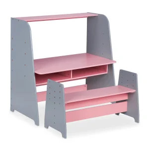 Relaxdays 2-tlg. Kindertisch In Rosa/ Grau 20