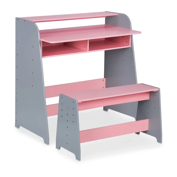 Relaxdays 2-tlg. Kindertisch In Rosa/ Grau 1