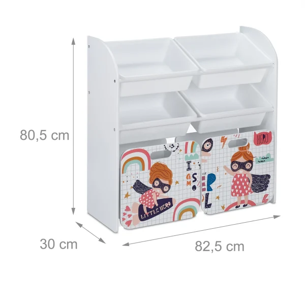 Relaxdays Kinderregal “Kleine Heldin” In Weiß – (B)82,5 X (H)80,5 X (T)30 Cm 5