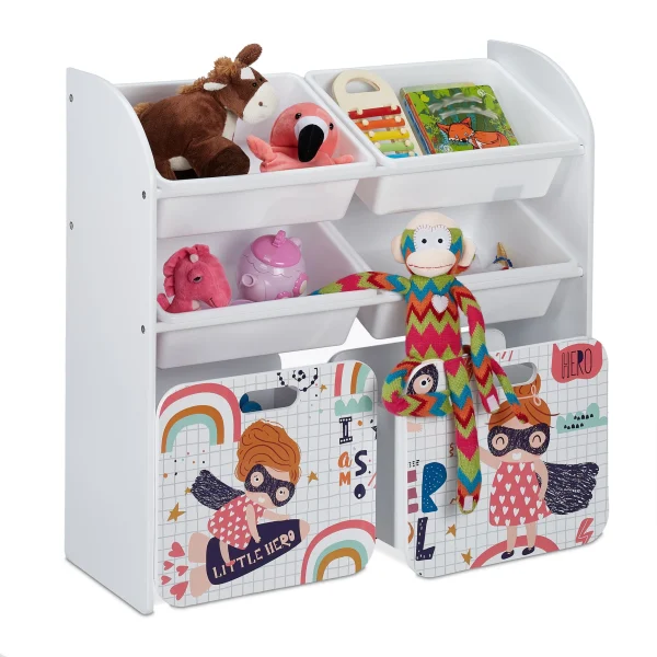 Relaxdays Kinderregal “Kleine Heldin” In Weiß – (B)82,5 X (H)80,5 X (T)30 Cm 8