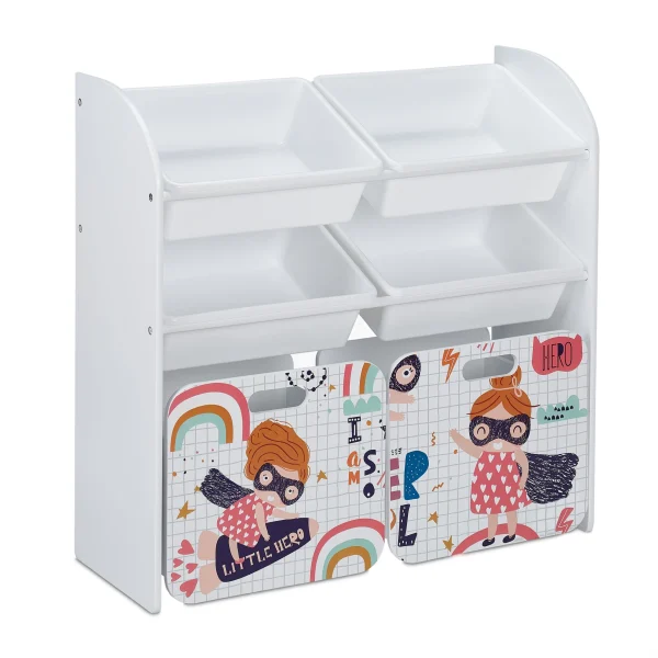 Relaxdays Kinderregal “Kleine Heldin” In Weiß – (B)82,5 X (H)80,5 X (T)30 Cm 1